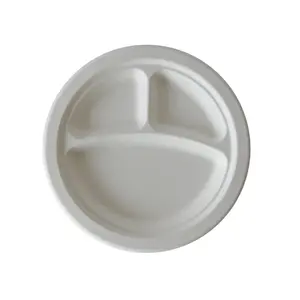 New Product 100% Compostable Natural Healthy Bio degradable Bagasse Round Plate