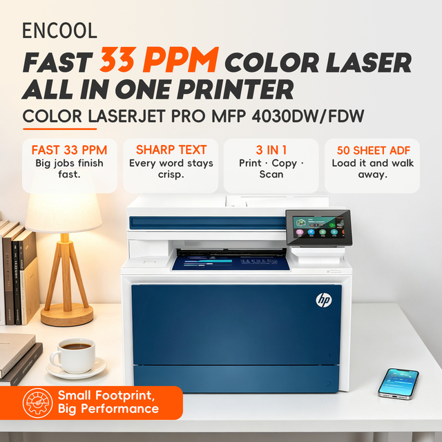 ENCOOL Color Multifunction LaserJet Pro MFP 4303dw/fdw All-in-One Printer Copier Scanner 33PPM 512MB for Office