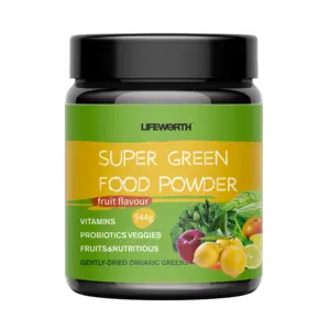 Lifeworth Private Label Organische Greens Superfood Blend Poeder Met Spirulina Chlorella Tarwe Gras