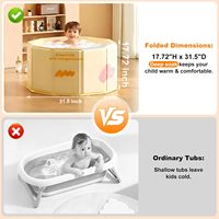 Baignoire pliable portable pour enfants, baignoire pliable en PVC sans installation, 27,5 x 31,5 pouces, baignoire debout pour douche intérieure SPA