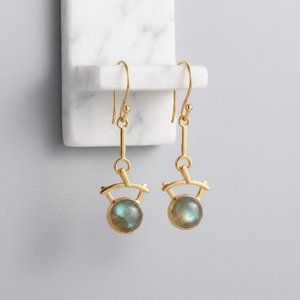 Trending Jewelry Natural Flashy Labradorite Designer <b>Earring</b> Brass 18k Gold Plated Round Shape Gemstone Dangle Drop <b>Earrings</b> - Product Image 3