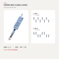 Lishi HU66 2-en-1 Outil de crochetage et de décodage de serrures de voiture en acier inoxydable, compatible allumage, porte-clés et coffre, pour atelier de découpe de clés, compact