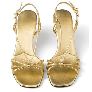 <span class=keywords><strong>Sandalias</strong></span> de Tacón Alto con Plataforma y Punta Cuadrada de Piel Sintética Dorada para <span class=keywords><strong>Mujer</strong></span>, Diseño Sexy de Diseñador de Moda 2025, para Verano - Product Image 5