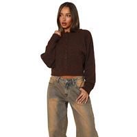 Maßgefertigte Damen-Strickjacke Einfarbig Offene Vorderseite Kurzer Pullover, OEM/ODM Direktvertrieb, Mindestbestellmenge 200 Stück
