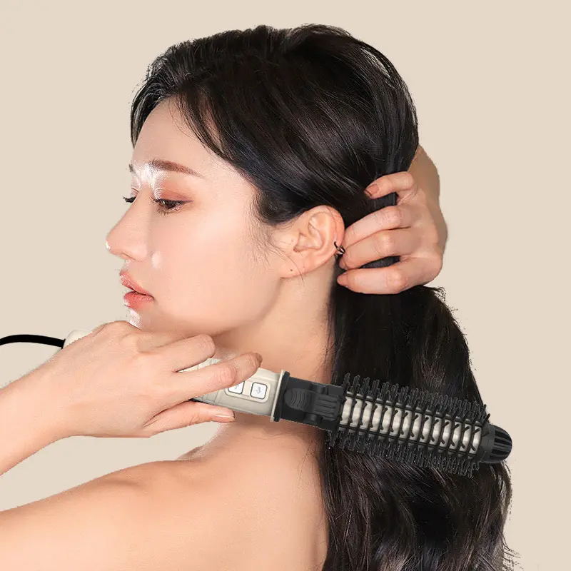 Высококачественная керамическая щетка для завивки волос с ЖК-дисплеем