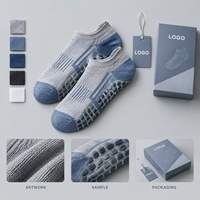 Chaussettes de sport basses à motif graphique, avec grip et amorti, ajustement cheville, logo assorti, échantillon d'emballage, homologation