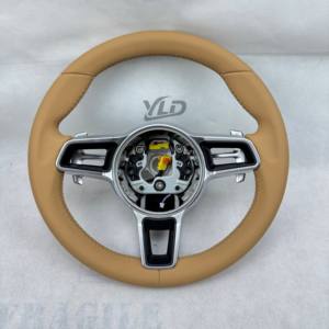 Volante Plano de Cuero Genuino a <span class=keywords><strong>Precio</strong></span> de Fábrica YLD para <span class=keywords><strong>Porsche</strong></span> Macan, Panamera, Cayenne, 911, 718, 991, Volante Personalizado - Product Image 5