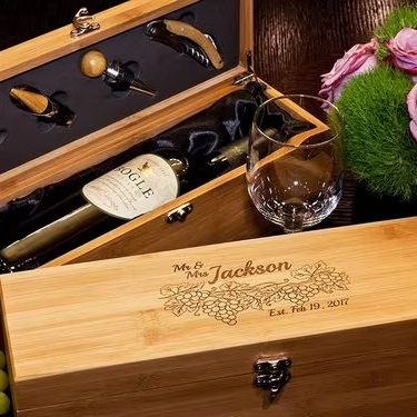 Bamboo Wood Wine Box With Tools