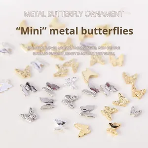 20 Piezas de Adornos de Uñas 3D con Forma de Mariposa, Aleación de Oro y Plata, Estilo Japonés, Decoraciones para Arte de Uñas - Product Image 4