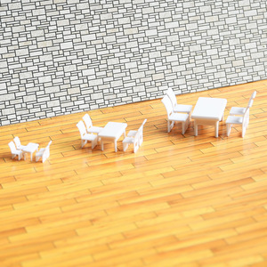 Architectural Model Furniture Set, <strong>Square</strong> Dining Table And Chairs, <strong>Mini</strong> Indoor Simulation Ornaments 1/50-100 - Product Image 2
