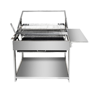 Cắm trại nướng di động ngoài trời BBQ nướng phổ có thể điều chỉnh gấp Giỏ thép không gỉ Net xoay than lật BBQ Gril - Product Image 2