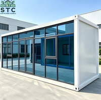 Maison conteneur en acier amovible entièrement vitrée, bureau modulaire préfabriqué, bâtiment portable pour atelier, entrepôt, maison d'hôtes ou gîte de vacances