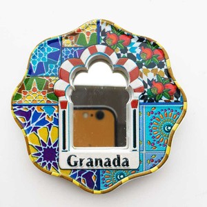 Imán de nevera con espejo de mosaico de la Alhambra de Granada, España, recuerdo turístico de resina 3D, adhesivo magnético con patrón de <span class=keywords><strong>azulejos</strong></span> andalusios - Product Image 2