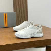 Chaussures de marche décontractées pour hommes en cuir perforé de style designer de haute qualité, à enfiler avec lacets élastiques, semelle épaisse et souple