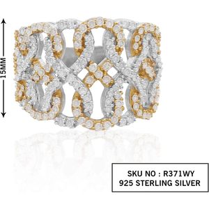 Ornaatis Diamond Infinity Band Ring 1.09 Cttw Coupe Ronde Or Bicolore sur Argent Sterling Bague de Fiançailles Femme Taille 7 - Product Image 4