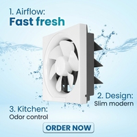 Ventilateur mural carré de 8 pouces à faible bruit, alimenté par courant alternatif, avec volet anti-retour pour salle de bain et cuisine (35W)