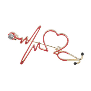 Jachon creativo dibujos animados estetoscopio tridimensional Doctor enfermera en forma de corazón <span class=keywords><strong>ECG</strong></span> goteo broche - Product Image 2