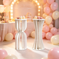 Support à gâteau rond en PVC à base ondulée, décoration colonne romaine pour mariage, anniversaire, artisanat