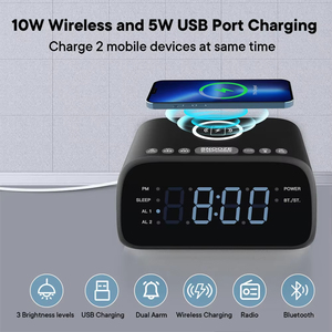 Lámpara de Noche RGB Personalizada para Hotel con Cargador Inalámbrico de 15W, Reloj Despertador Digital, Altavoz Bluetooth y Función Snooze - Product Image 3