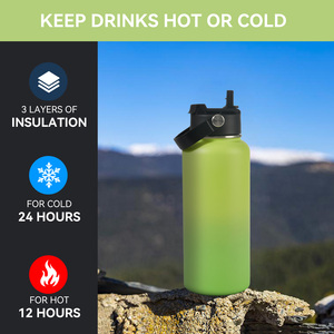 Botella de Agua Deportiva 2 en 1 con Tapa y Pajita Abatible, Triple Pared, Antideslizante, Aislada al Vacío, a Prueba de Fugas, de Acero Inoxidable de Grado Alimenticio - Product Image 5