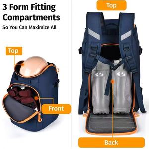 Ski Boot Travel Backpack 50L Waterproof Adjustable <b>Straps</b> for Kids' Ski/Snowboard Boots Helmets Gloves Accessories (Dark Blue) - Product Image 4