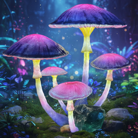5 pièces en un groupe Unique champignon lampe ornement Sculpture lumière fantaisie fibre de verre champignon lampe pour Avatar scène jardin décor