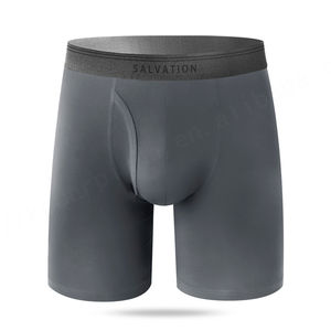 Bóxer de bambú para hombre de nuevo diseño, breve con logotipo láser, frente abierto, transpirable, Color sólido, corte de una pieza, ropa interior para hombre - Product Image 3