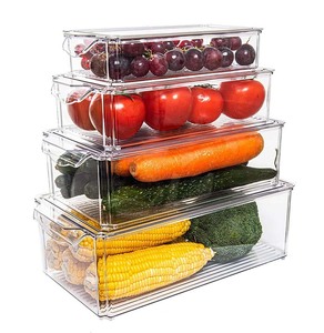 4Pack chiaro impilabile cibo <span class=keywords><strong>frigo</strong></span> <span class=keywords><strong>Set</strong></span> <span class=keywords><strong>Organizer</strong></span> con maniglia - Product Image 1