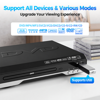 Lecteur DVD/VCD portable mini haute définition - Lecteur audio et vidéo haute définition toutes formats - Noir DV3800