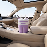 Gobelet portable grande capacité pour boissons froides avec double compartiment, graduations de mesure et paille à double ouverture