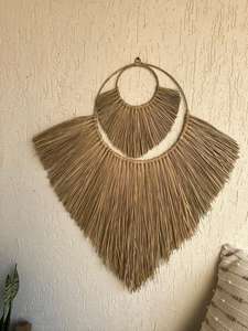 Ensemble bohème naturel de 2 décorations murales en jonc de mer-art mural suspendu en herbe de mer - Product Image 4