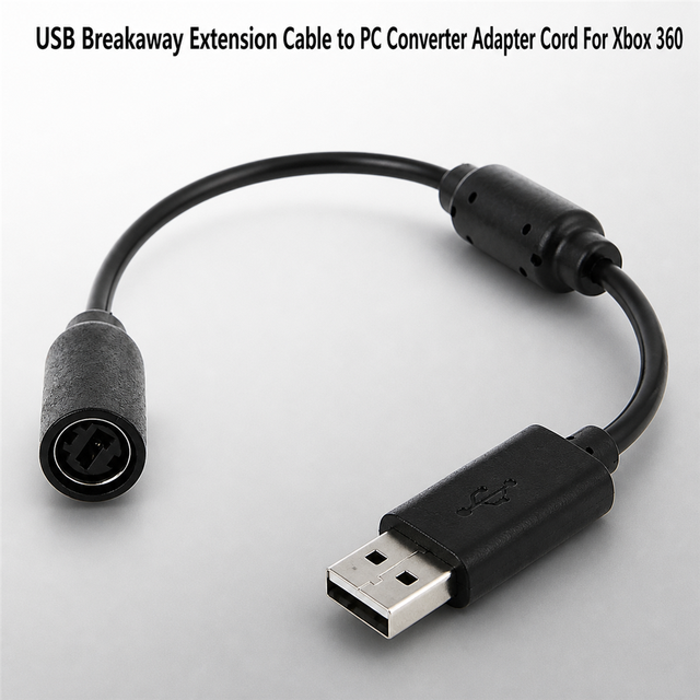 Black/Gray USB Breakaway Cable Gamepad Conversion Cord for Microsoft Xbox 360 Wired Controller Connection Adapter Cord