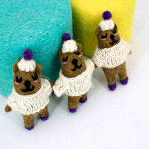 Felt & Yarn Handmade Felt Polar <b>Bear</b> Ornaments with Blue Scarf Christmas Tree Decorations <b>Cute</b> Animal Pendant Indoor Use Child - Product Image 1