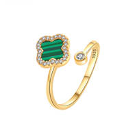 Bagues de mode pour femmes en argent sterling 925 plaqué or 18 carats, motif trèfle rotatif anti-anxiété