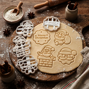 Ensemble de découpoirs à biscuits de Noël, moules à embosser en plastique, <span class=keywords><strong>emporte</strong></span>-pièces 3D, découpoirs à biscuits à embosser, outils de pâtisserie pour enfants - Product Image 1