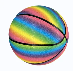 2024 desain terbaru Rainbow Premium sintetis PU kulit basket menerima kustomisasi Baloncesto terbatas