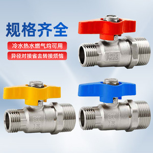 Robinet à bille en cuivre à 4 points et 6 points, double filetage mâle, non en acier inoxydable, réducteur pour chauffe-eau au gaz, robinet d'eau, tuyau d'eau - Product Image 1