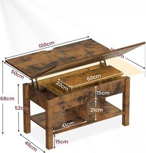 3-in-1 Multi-funzione regolabile in altezza <span class=keywords><strong>tavolino</strong></span> in legno marrone soggiorno <span class=keywords><strong>e</strong></span> tavolo da pranzo con custodia nascosta Set opzione - Product Image 3