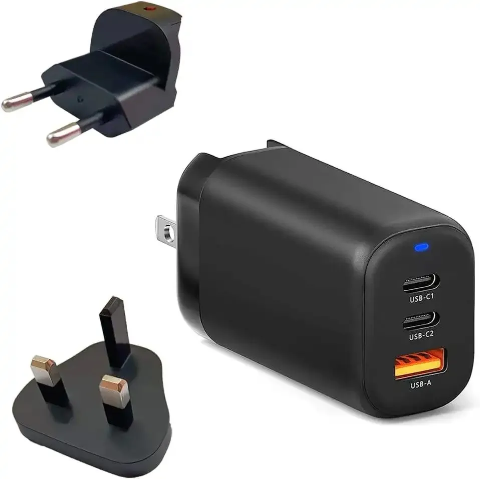 USB-CおよびUSB-Aアダプター付きの高品質アース線、マルチ充電器PD充電器65W急速充電GAN充電器