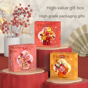 Bloques de Construcción de Flores de <span class=keywords><strong>Primavera</strong></span>, Juguete de Construcción, Adornos de Plantas en Maceta Azules, Modelo Ensamblado W1001, Plástico ABS - Product Image 4