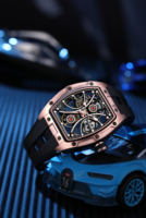 Montre mécanique automatique squelette de luxe, boîtier en or rose, style tourbillon, montre-bracelet pour homme, bracelet en silicone, prête à être expédiée