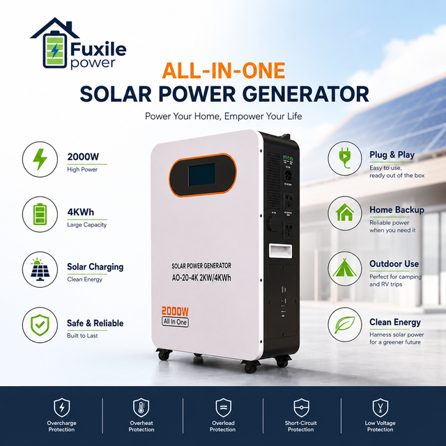 2000W 4kWh Solar Power Generator All In One Energy Storage System Portable Power Station Home Backup Battery