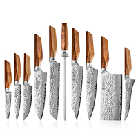 Grandsharp Ensembles de Couteaux de Cuisine Acier Damas Aus10 Chef Kiritsuke Santoku Office Éplucheur Couteaux Damas pour Cuisine & Manche en Bois