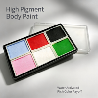 Palette de peinture pour le visage éco-responsable et non toxique en 6 couleurs vives avec étui en plastique transparent, kit de peinture corporelle à base d'eau pour le maquillage des enfants lors de fêtes