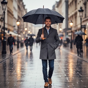 Wholesale Straight <b>Umbrella</b> Semi-Automatic Open Close <b>Windproof</b> Metal Frame Durable Canopy <b>Umbrella</b> for Men and Women - Product Image 6