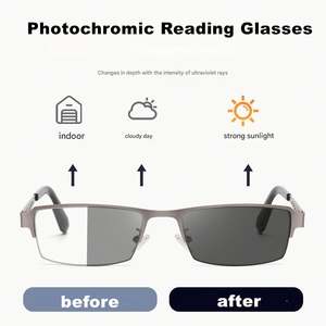 Lunettes de lecture photochromiques anti-lumière bleue pour hommes d'affaires, monture demi-cerclée en métal, collection 2025 - Product Image 2