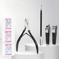 Ensemble de 4 outils pour cuticules en acier inoxydable, pousse-cuticules, coupe-cuticules, coupe-ongles pour manucure, pédicure, ensemble professionnel pour les ongles