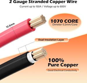 <span class=keywords><strong>สาย</strong></span>แบตเตอรี่ขนาด 2 เกจ AWG ยาว 2 ฟุต สีดำ+2 ฟุต สีแดง ชุดสายไฟทองแดงแท้สำหรับอินเวอร์เตอร์ พร้อมหัวต่อขนาด 3/8 นิ้วทั้งสองด้าน - Product Image 2