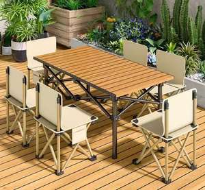 Ensemble de <span class=keywords><strong>table</strong></span> <span class=keywords><strong>pliante</strong></span> portable <span class=keywords><strong>et</strong></span> de <span class=keywords><strong>chaise</strong></span> Kermit Moon à dossier haut <span class=keywords><strong>pour</strong></span> le <span class=keywords><strong>camping</strong></span> en plein air, les pique-niques, les barbecues <span class=keywords><strong>et</strong></span> les voitures, meubles d'extérieur - Product Image 2