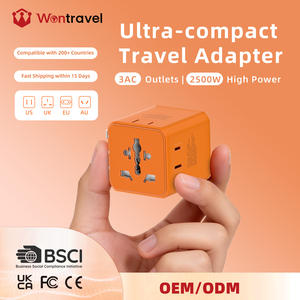 Adaptateur de voyage universel Wontravel 3AC Sockets 2500W pour prises de courant universelles multi-pays, idéal pour les cadeaux d'entreprise - Product Image 1